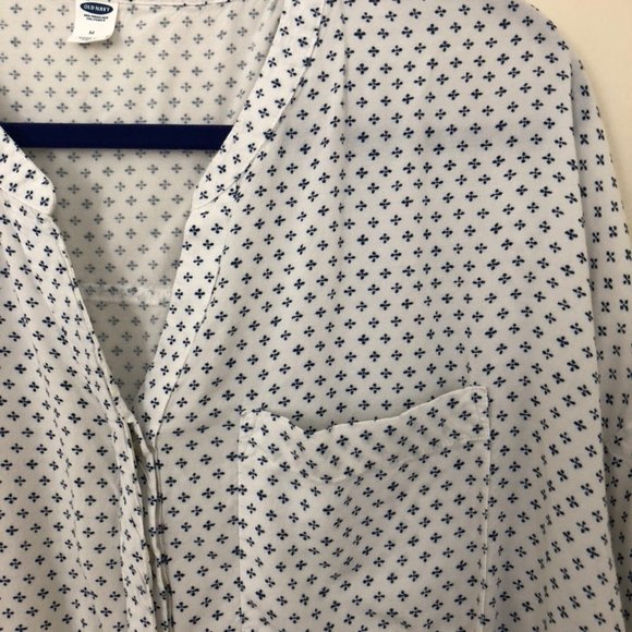 White Tunic with Navy Detailing - Picture 2 of 3